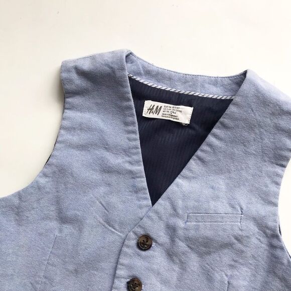 H&M blue vest 5-6Y & dress pant 3-4Y(pant fits like 4-5Y) set VGUC - Picture 3 of 10